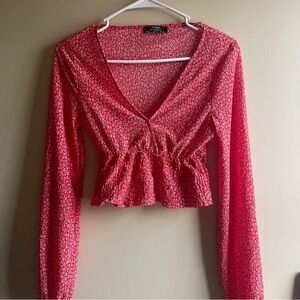 Bershka Women’s Blouse Red/White